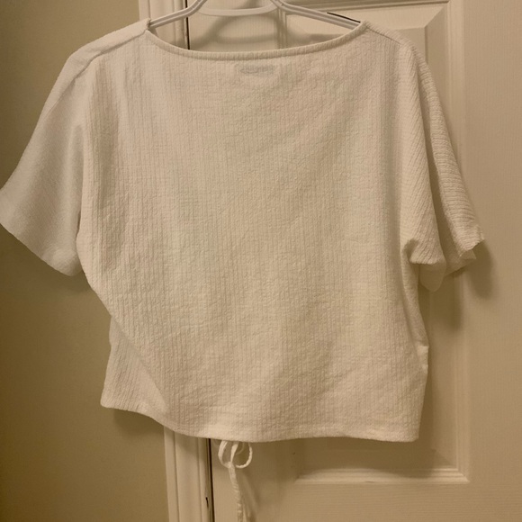 Zara white tie front textured crop top - Picture 4 of 4